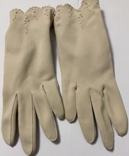 VTG. Van Raalte Beige Ladies All Nylon Gloves, 6.5, AC, Never Worn GBCB 