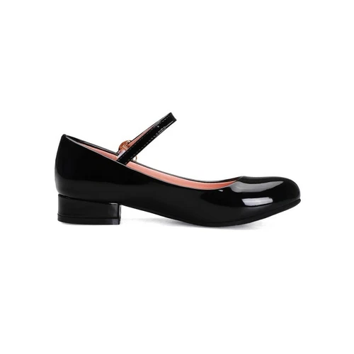 Womens Mary Janes Shoes Patent Leather Sweet Ankle Buckle Round Toe Casual Pump - Picture 8 of 15