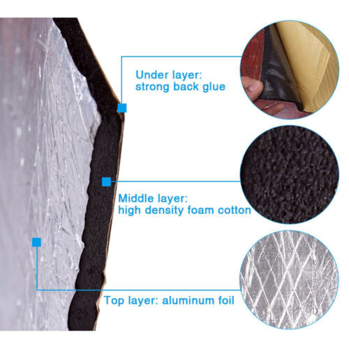 Car Auto Parts Truck Sound Deadener Heat Insulation Underlay Shield Mat 60"x39" - Foto 4 di 12