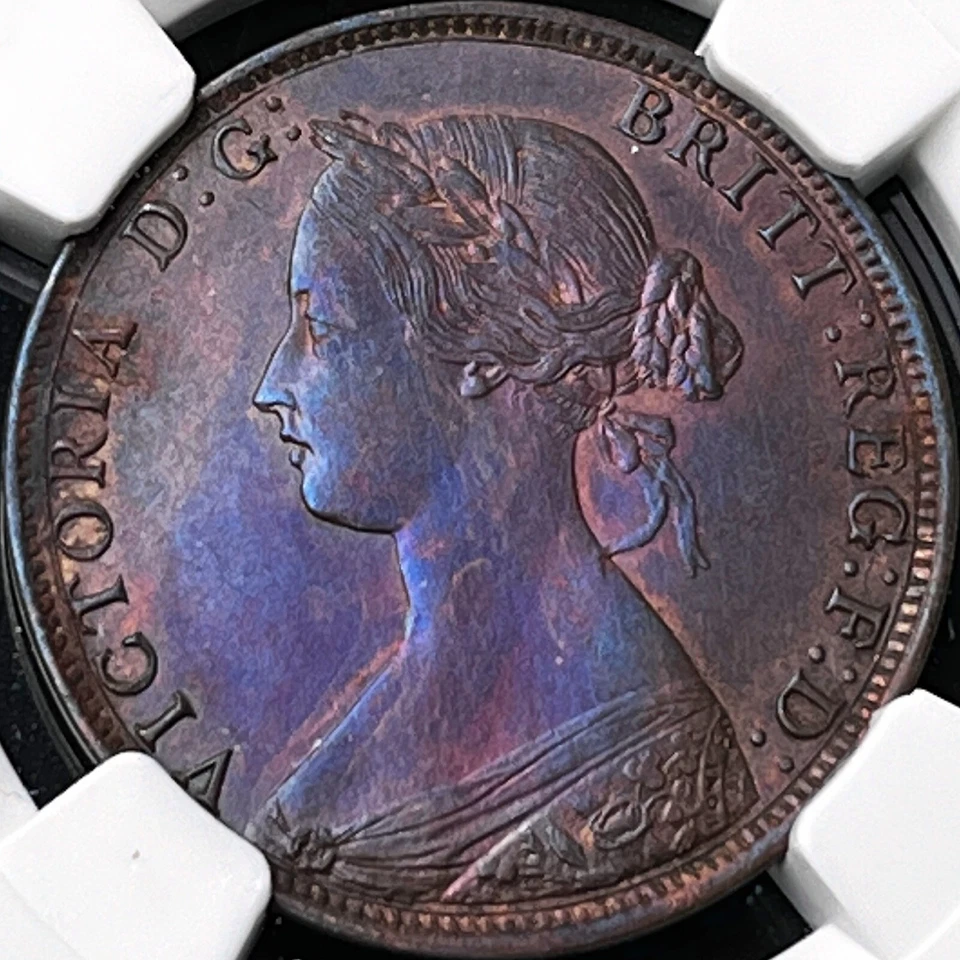 CANADA. 1861, Large Cent - NGC aUNC - Nova Scotia, Small Rosebud, 🌈 Toned - Image 4 of 4