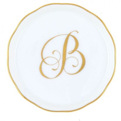 HEREND,  COASTER WITH MONOGRAM LETTER B ,  #600341-B,  W/24KT GOLD, BRAND NEW