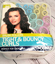 Conair Brush Rollers Tight Bouncy Curls Perfect Short Hair 36 Curlers Plus Pins