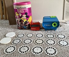 Vintage Blue Green GAF View-Master Entertainer Projector 1978 W/14 Reels, Case