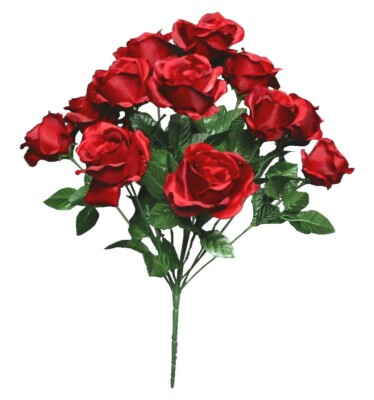 New Red 12-4'' Rose 21'' Bush Love Silk Flower Home Wedding Decor In/Outdoor Craft