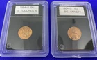 2 - 1954-S Lincoln Wheat Cent Error Coins, BU, Die Error and "Bie" Variety