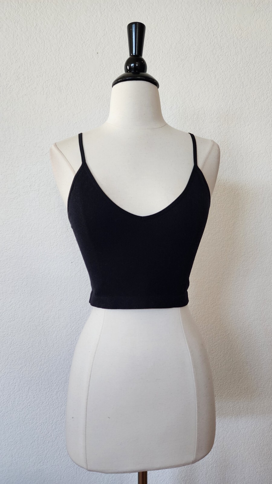 Anthropologie Crop Top New Size Small XS Black Ribbed Strappy Sexy Chic-image