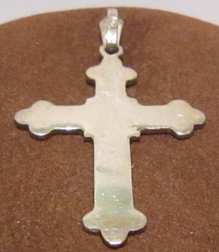 Vintage Beautiful Silver Pendant Cross, Hand Made Engraving, Early 20th C.# 16C - Picture 4 of 5