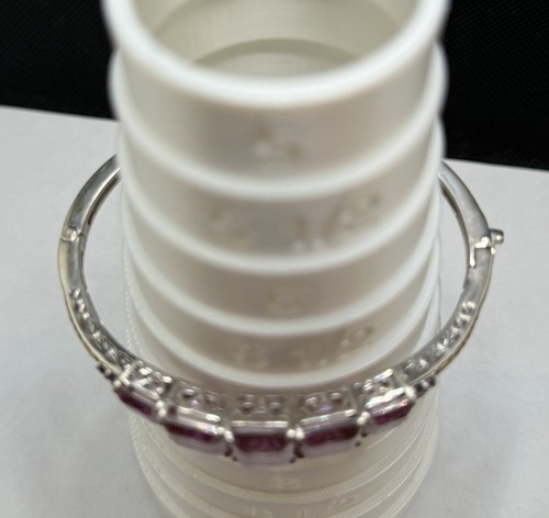 925 Silver STS Chuck Clemency Pink Purple Amethyst Hinged Cuff Bracelet ~ B - Picture 6 of 15
