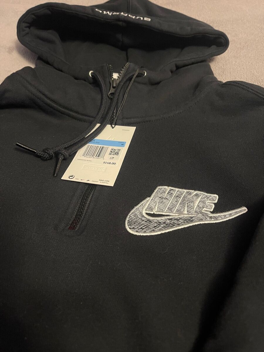 NWT Supreme Nike Half Zip Hooded Sweatshirt Black M Medium