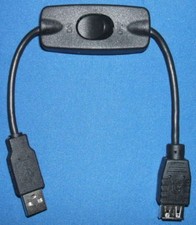25cm Switched USB A extension cable/lead Power ON/OFF switch USB Data connected