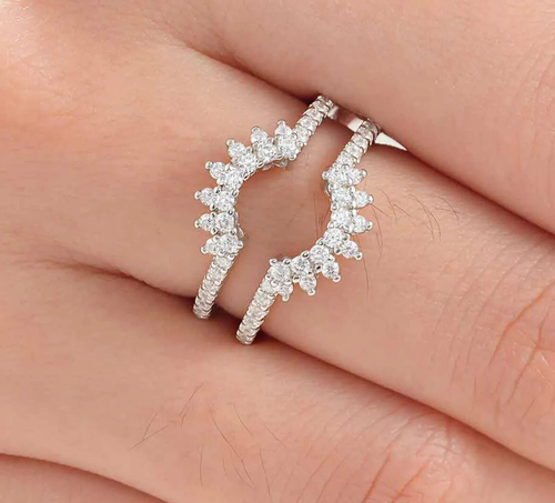 Women's Enhancer Ring 2Ct Lab-Created Diamond Round Cut 14k White Gold Plated