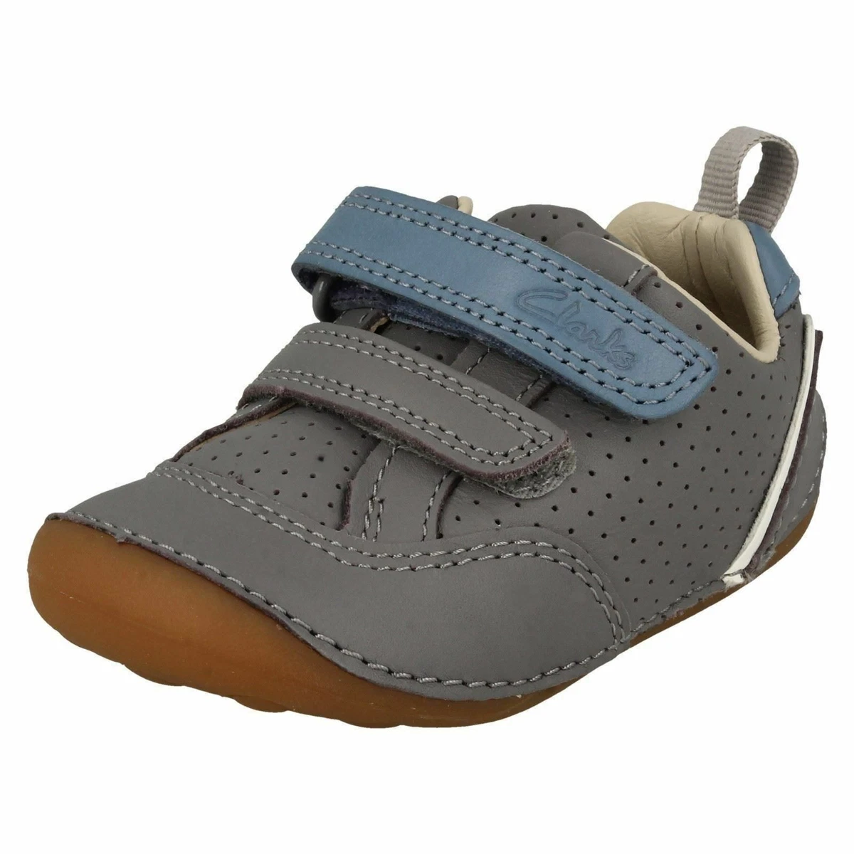 BOYS CLARKS TINY SKY TODDLER HOOK LOOP CASUAL INFANT FIRST WALKING SHOES SIZE