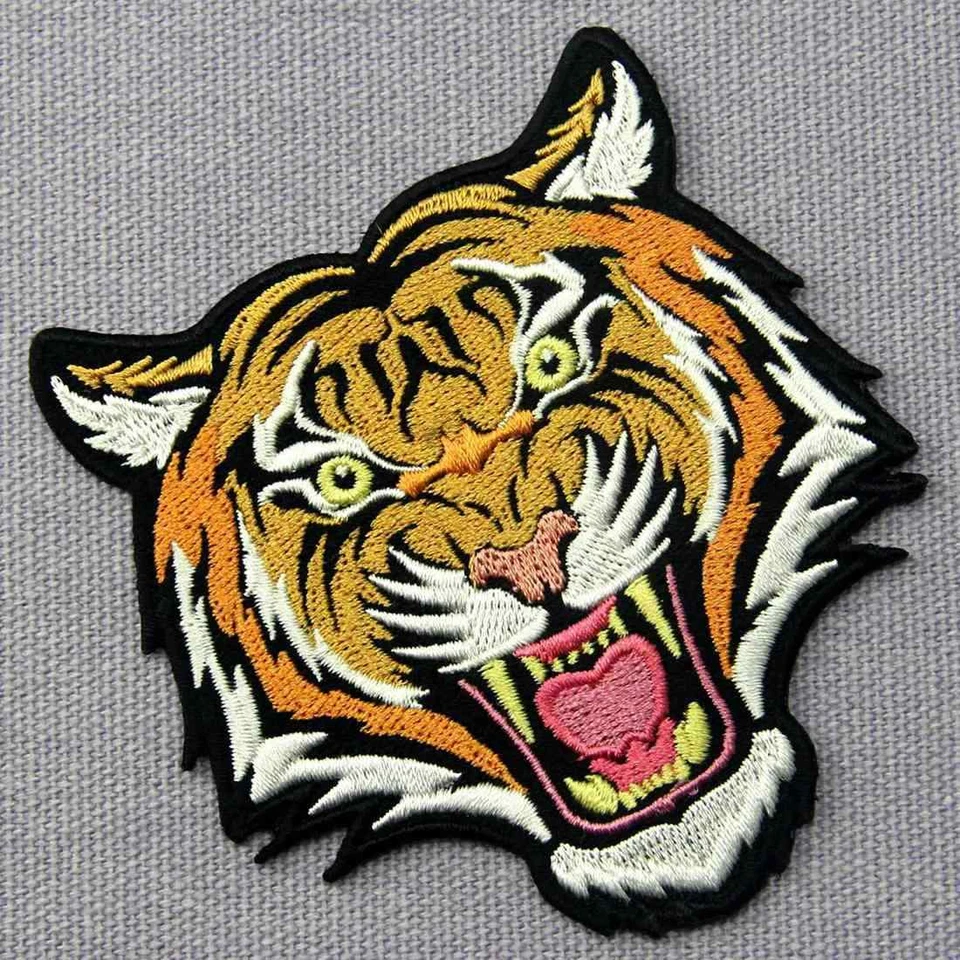 Iron on sew on patches transfers Embroidered appliques tiger animal badges biker - Image 3 of 4