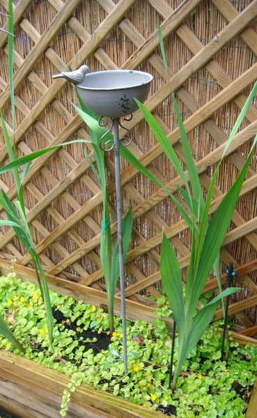 VogelträNke Auf Stab, Futterstelle, Gartenstab, Gartenstecker, Eisen, Grau-image