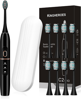 Juego de cepillo de dientes eléctrico, incluye 8 cabezales y estuche de viaje.