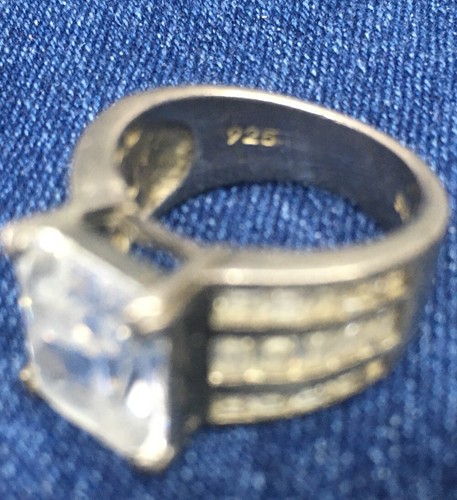 Vintage 925 Silver Cushion Cut CZ Ring Größe 7 Quadratfassung SETA - Bild 9 von 9