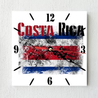 Costa Rica Flag Wall clock patriots Wooden Tile Watch Support Décor