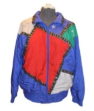 Lavon Cheerful Corp. Vintage 80s Color Blocked Funky Windbreaker Jacket sz L