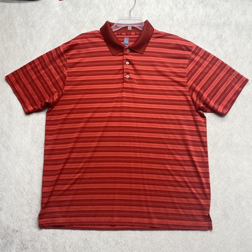 PGA Tour Airflux Performance Men's Red Striped Golf Polo Shirt XXL Embroidered - Picture 2 of 20