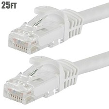 25FT Cat6 RJ45 Ethernet LAN Network UTP Patch Cable 550MHz Copper Wire White