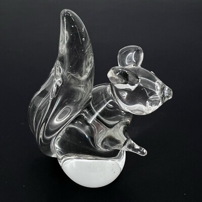 Vintage 1975 Clear Art Glass Crystal Glass Squirrel Figurine Paperweight