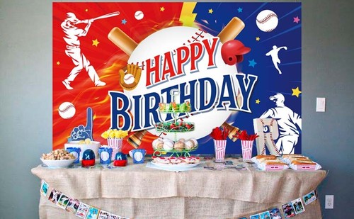 Baseball Happy Birthday Backdrop Banner Baseball Sports Party Birthday Supplies - Picture 8 of 10
