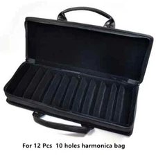 10Hole Blues Harmonica Case Diatonic Harmonica Case Bag for 12 Blues Harmonicas