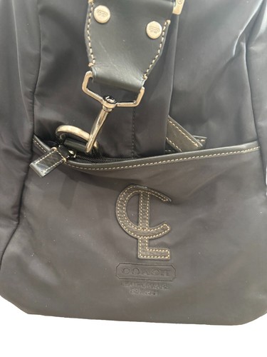 COACH Weekender Duffel Large Black Bag Travel Or Gym Nylon & Canvas Logo Unisex - Picture 4 of 15