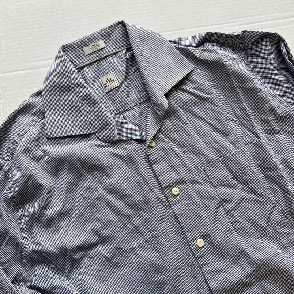 Peter Millar Shirt Mens Large Blue White Brown Shapes Summer Comfort Button Down - Image 2 of 4