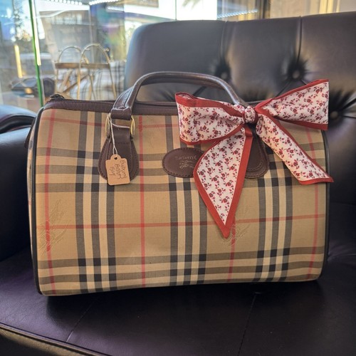 Borsa a mano in tela Burberry Haymarket Check Boston