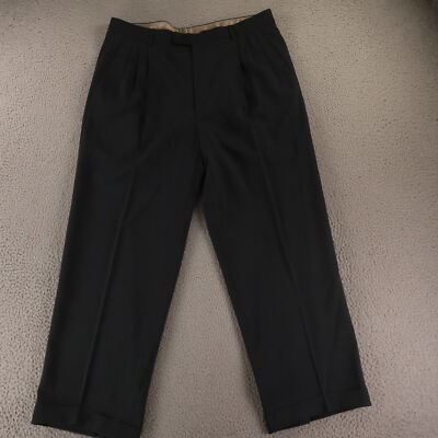 Zanella Pants Mens 36 Gray Hopsack 100% Wool Slacks 36x27