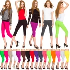 Womens Cropped Leggings Lace Cotton Ladies 3/4 Comfy Casual Pants Size 8-22