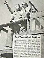 WWII Civilian Women Air Raid Observer Home Front WAC CAP Photo Article