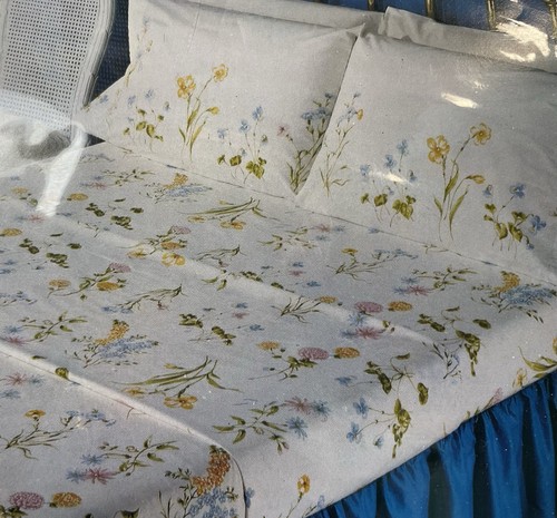 Vintage Springs Twin Sheet Set 3 pc Summer Breeze Flowers Cottage 1970s USA New - Picture 2 of 11