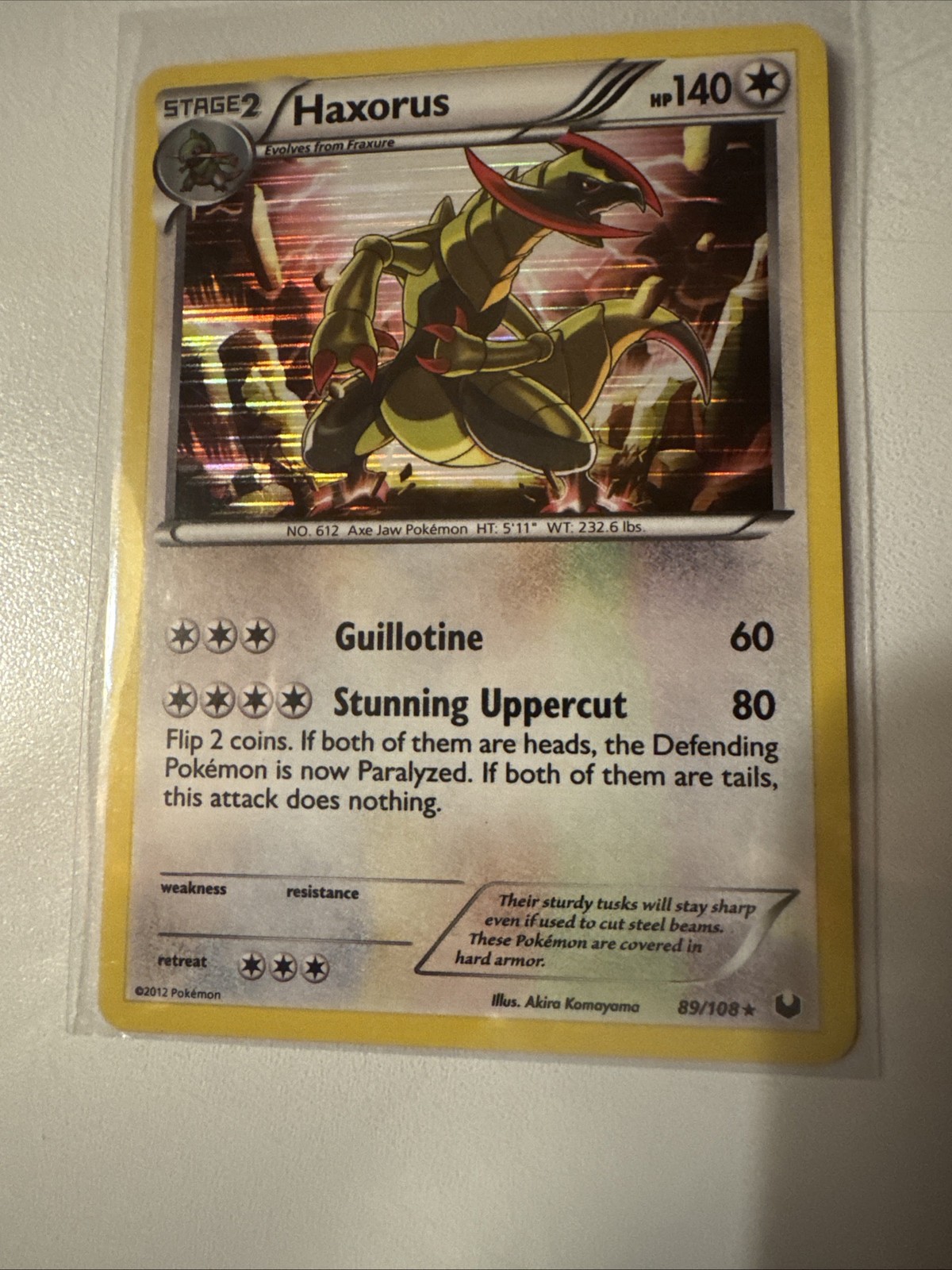 Vintage Holo HAXORUS 89/108 Rare Pokémon TCG BW Dark Explorers 2012 Pokemon