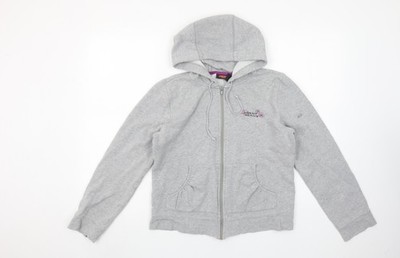 DKNY Active Damen Hoodie grau Full Zip Größe L Baumwollmischung