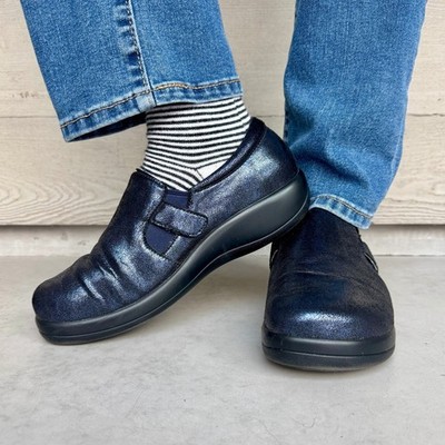 Alegria Womens Kara Slip-On Shoes Clogs EU 38 US 7.5 Metallic Blue Comfort Arch