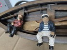  Exceptional  Rare Handmade Sailboat W/ Oars+Sailors. — photo 4