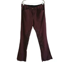 Piper By Smartpak Riding Breeches Pants Women’s 36L Burgundy Scroll Bootcut