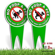 No Dog Poop Signs for Yard, 12x6 Inch No Peeing Signs with Stake, Double 2 PC