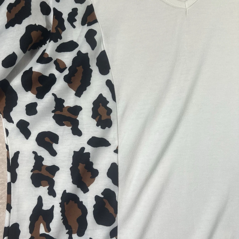 Camiseta Para Mujer Manga Larga Mediana Informal Ligera Academia Leopardo Estampado Animal Foto 3 de 4
