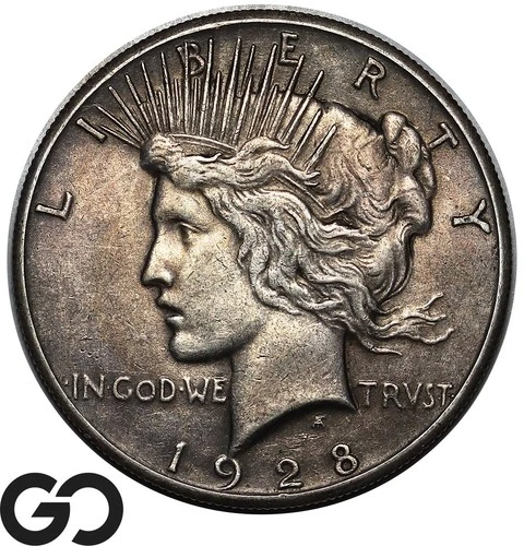 1928 Peace Dollar, Series Low Mintage Choice AU Key Date