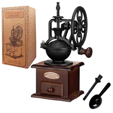 Vintage Manual Coffee Grinder | Adjustable Ceramic Burr Hand Crank Mill