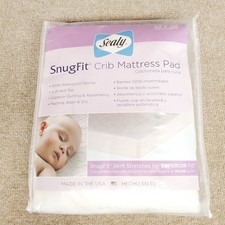 Sealy Snugfit Quilted Crib Mattress Pad 52x28 Easy Care Polyester Mattress Wrap