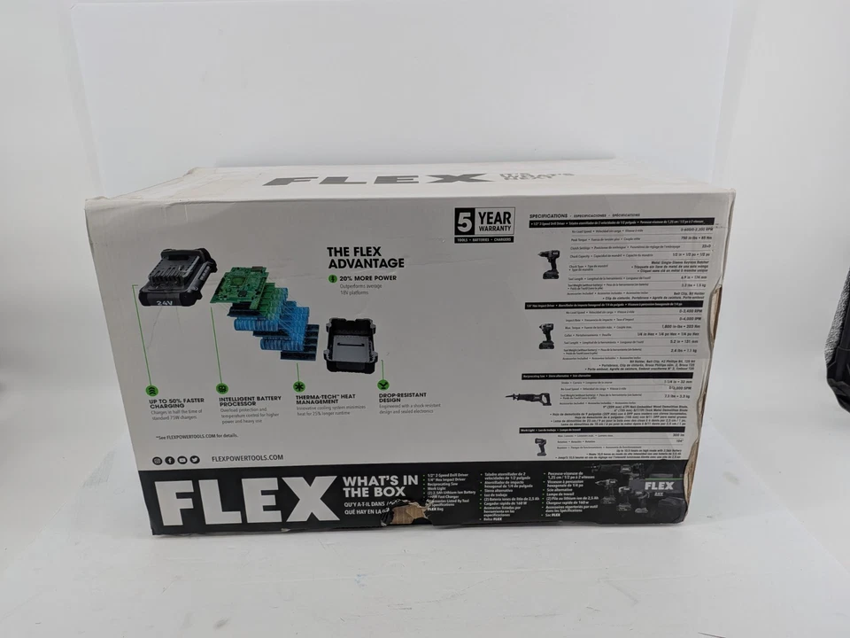 Flex FXM401-2A 4 Combo Kit Impact Driver, Recip Saw, Drill/Driver & Light | New - Image 2 of 4