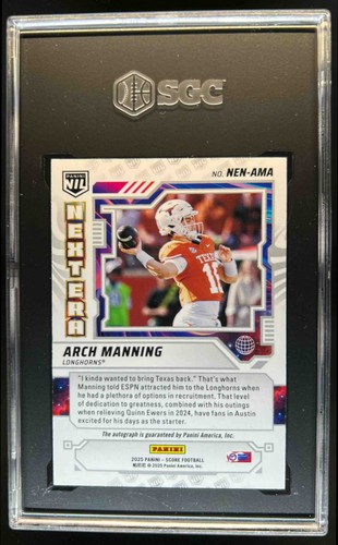 2025 Panini Score Arch Manning Next Era NIL Auto #NEN-AMA Longhorns SGC 9 - Picture 2 of 2