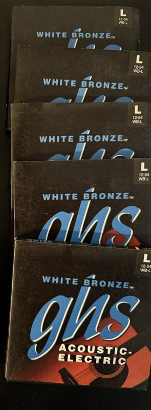 5 Sets GHS White Bronze WB-L 12-54 Light Gauge Acoustic Guitar Strings