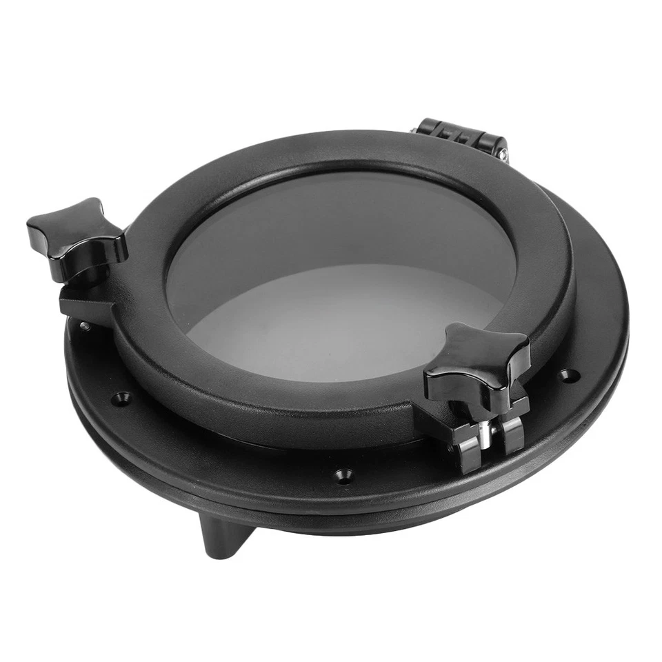8in Opening Portlight Black Easy Round Shape Installation Universal For RV Boat - Image 2 of 4