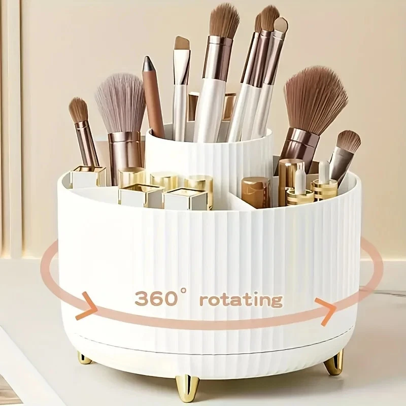 Makeup Storage Organizer Cosmetic Brush Holder 360° Rotating- Multi-Functional