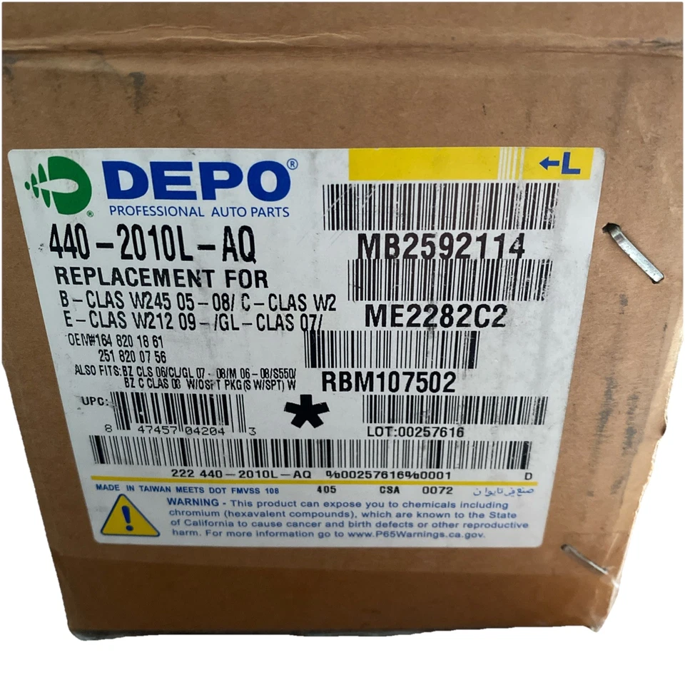 Depo Fog Light Lens LH Assembly 4402010LAQ Black Housing Clear Mercedes 2004-10 - Image 3 of 4